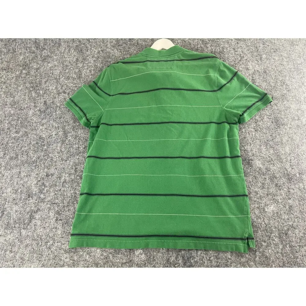 Banana Republic Polo Shirt Mens Extra Large Striped Green Logo Short Sleeve N248